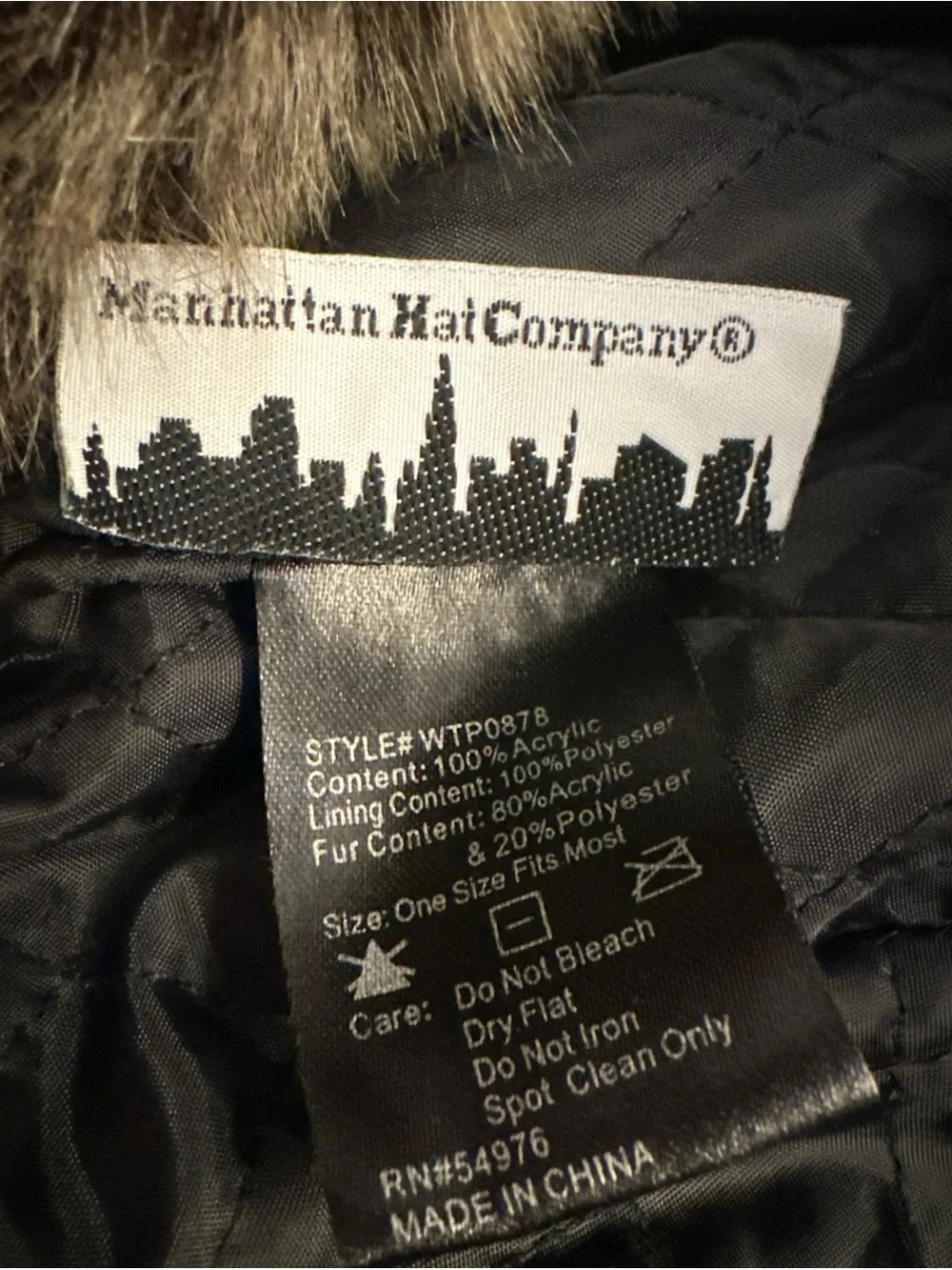 Manhattan Hat Company Trapper Bomber Cap Faux Fur Earflaps Winter Aviator